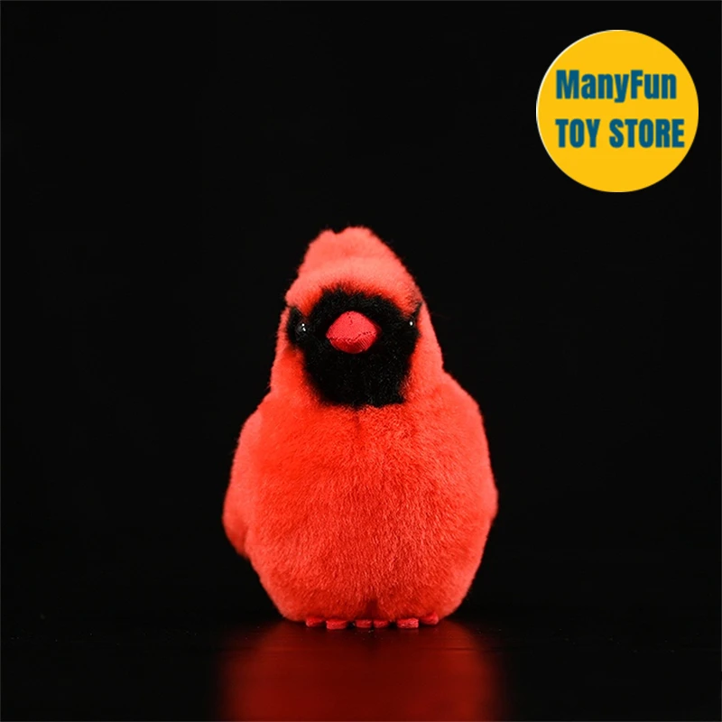Northern Red Cardinal Plush Toy High Fidelity Red bird Plushie Tit Peluche Lifelike Stuffed Animals Simulation Doll Kawai Toy