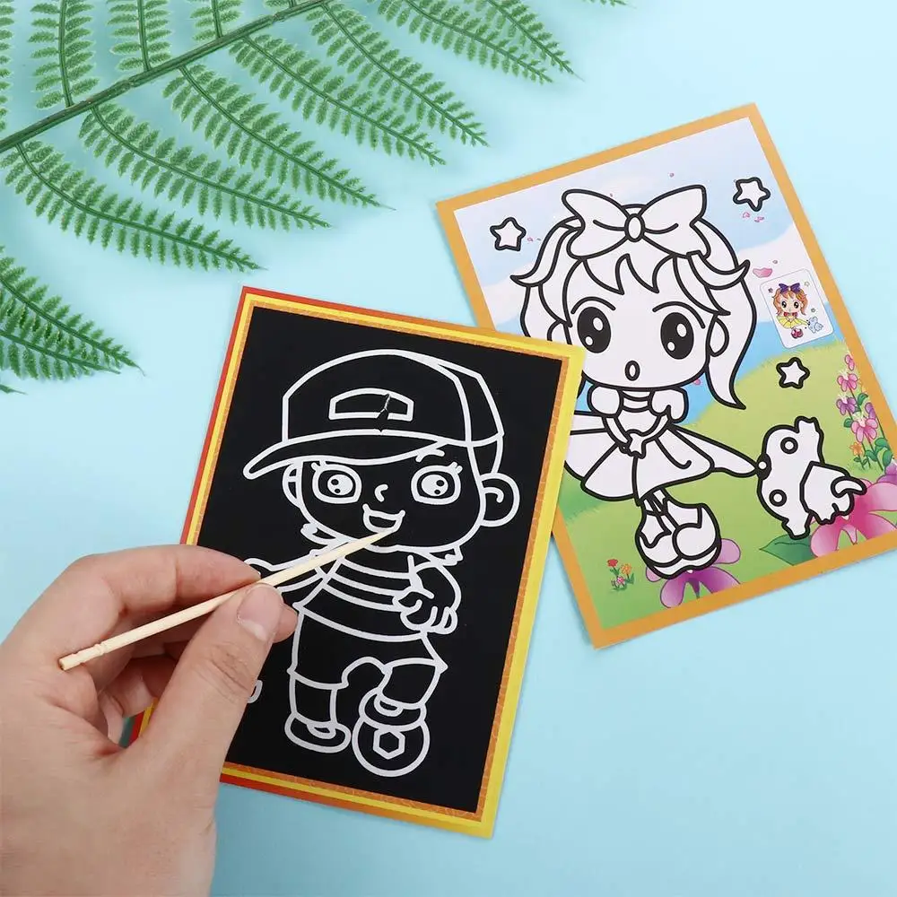 Children's Toys Art Child Painting Cards Stickers Drawing Board Colored Scratch Paper Magic Doodle Board Magic Scratch
