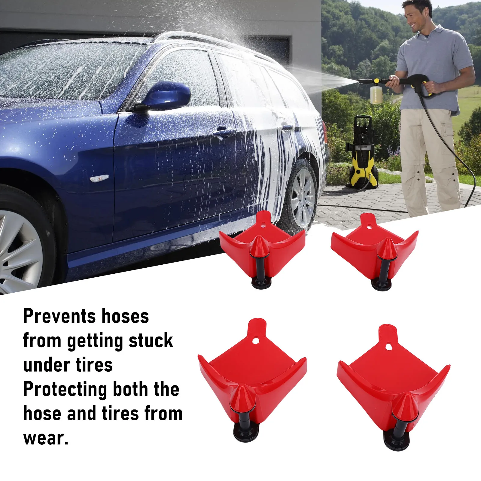 

4PCS Car Hose Guide Prevent Pressure Washer Hose Stuck Car Washing Detailing Tire Hose Roller Tool for Vehicles Motorcycles RVs
