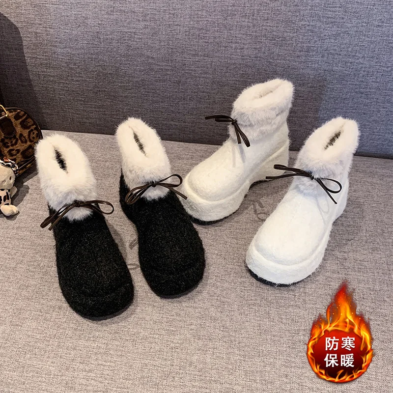 

Women's Snow Boots Winter Warm Thickened Plush Outdoor Cotton Shoes Thick Sole Closed Heel New Short Boots
