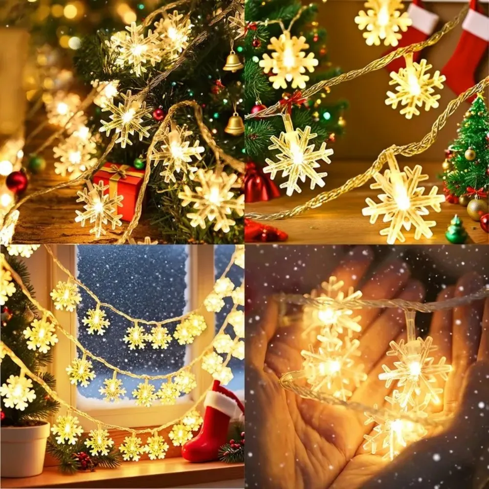 1 قطعة 1.5 متر/3 متر/6 متر عيد الميلاد ندفة الثلج صندوق بطارية جو الديكور ضوء سلسلة ، باستثناء البطارية ، تستخدم لتزيين عطلة