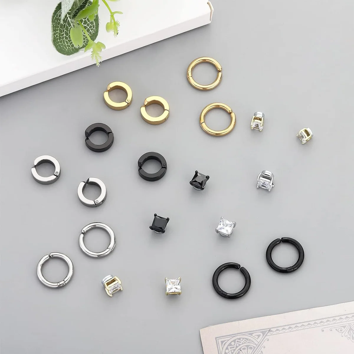 Hypoallergenic Stainless Steel Magnetic Non-piercing Earring Ear Clips Set for Men Easy to Wear No Piercing Required