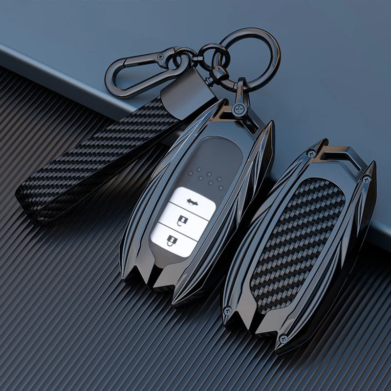 

Leather+Alloy Cover Remote Key Case For Honda CRV Pilot Accord Civic Jazz Jade City XRV Fit HR-V Freed Keyless Entry Car Model