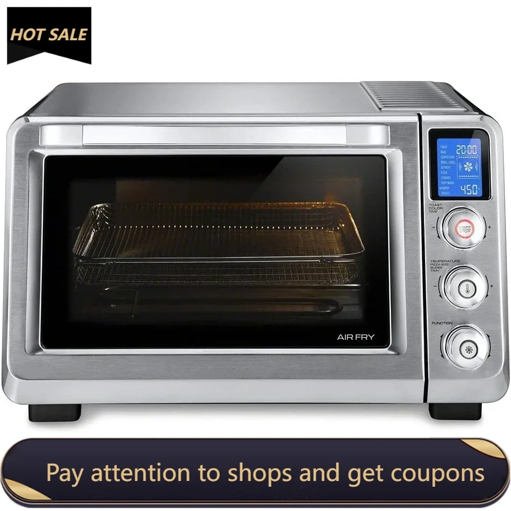 

10-in-1 Digital AirFryer ,True Convection Toaster Oven with internal light，Grills，Bakes, Roasts, Reheats，Stainless Steel, XL 24L