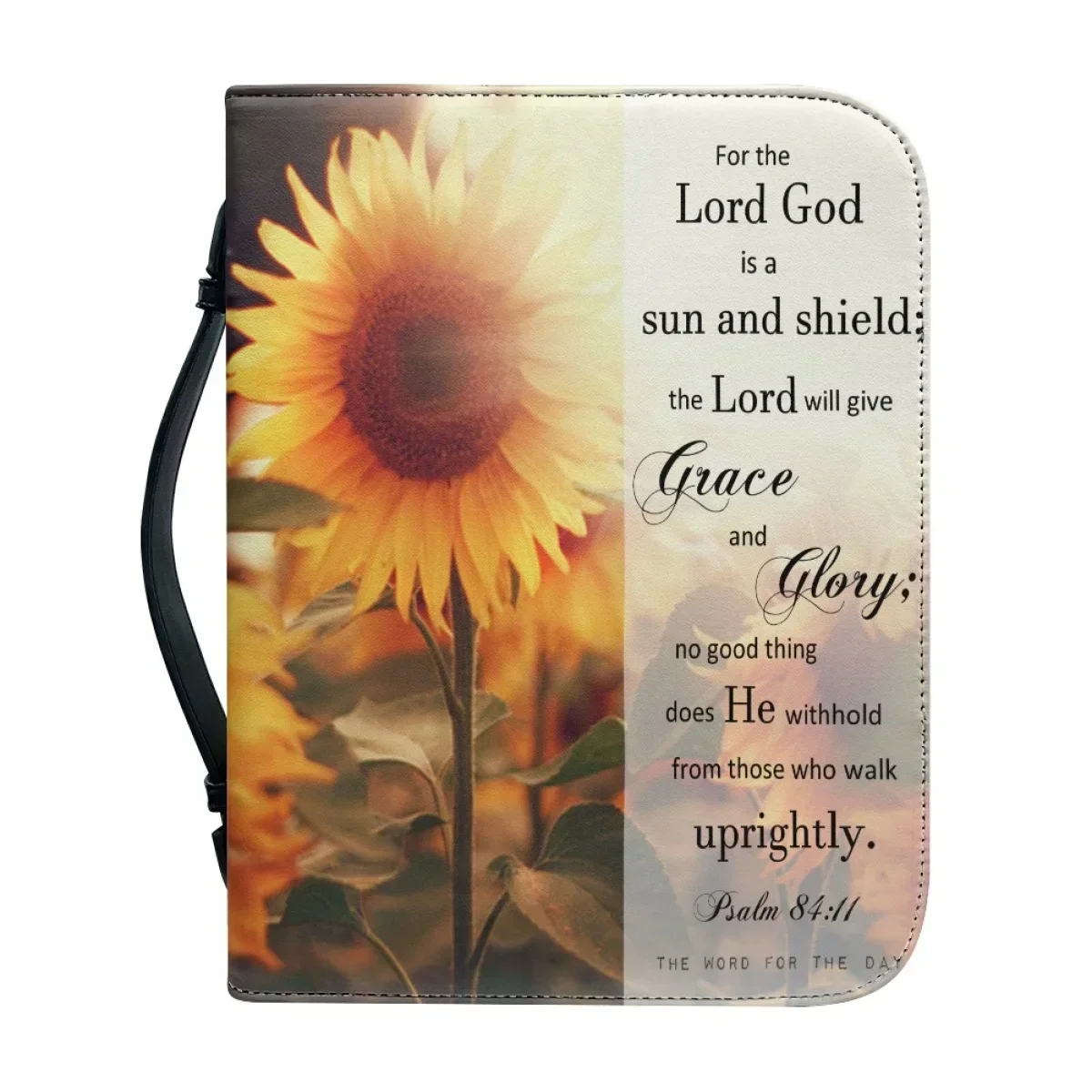 

Sunflower Bible Poetry Print Bible Storage Bags for Women Custom Leather Handbag Classic Practical Study Book Holy Storage Boxes