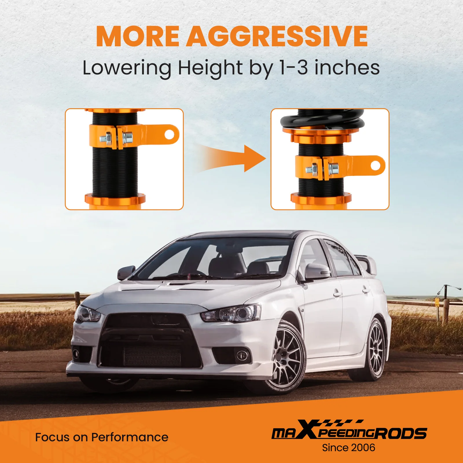 MAXPEEDINGRODS 4pcs Coilovers Coils Kit for Mitsubishi Lancer CY2A 2008-2015 For Mitsubishi Outlancer Sport(GA) 2011-2020