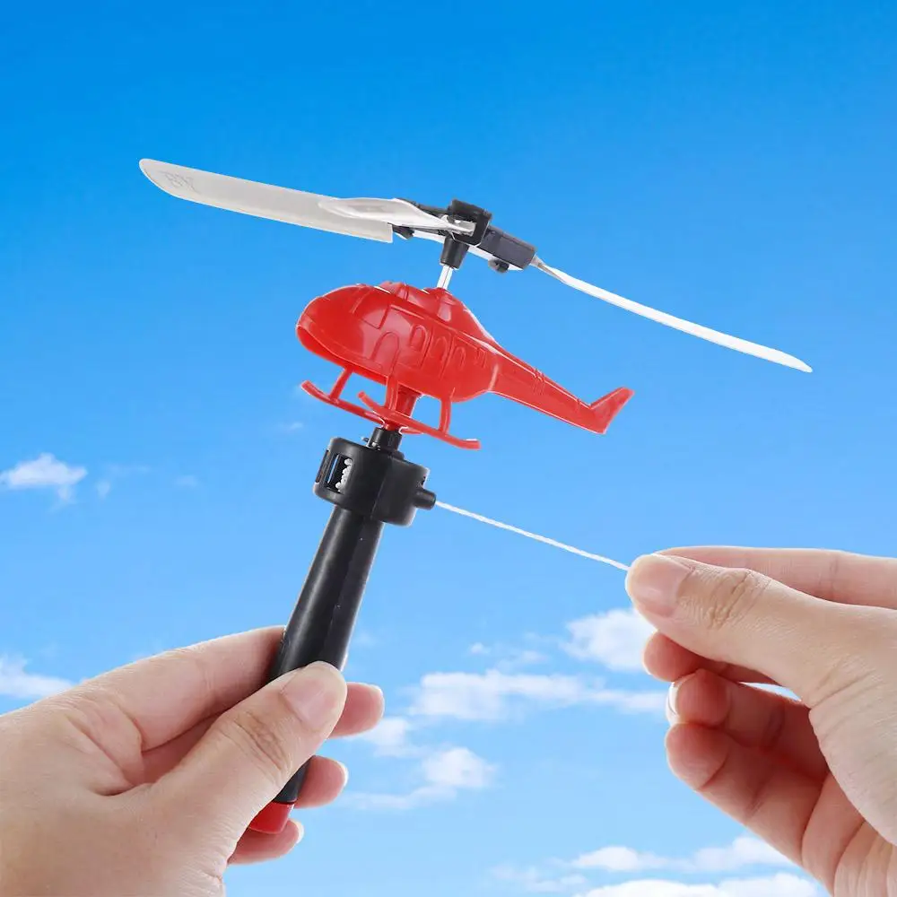 

Draw Rope Pull Line Helicopter Toys with Handle Cable Take-off Toy Drawstring Helicopter Toy Fun Mini Educational Toys