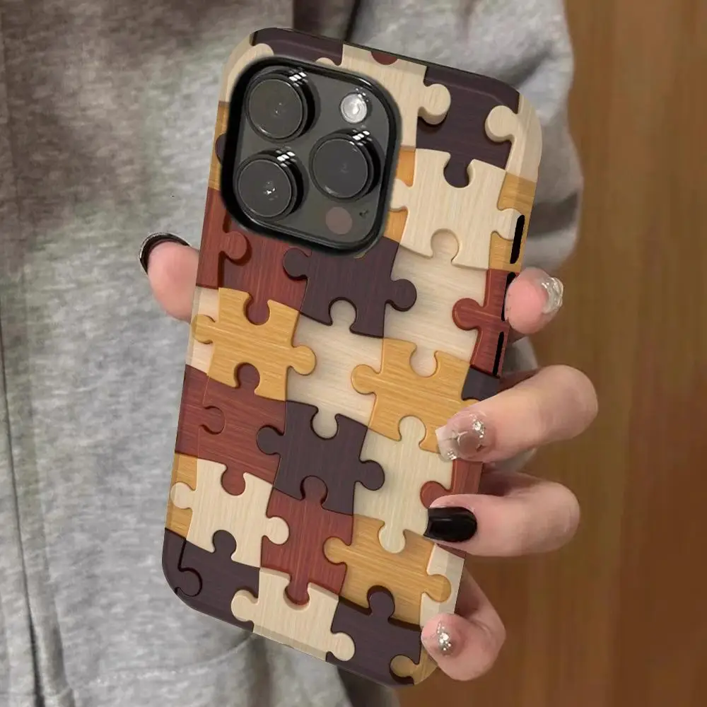

puzzle wallpaper Phone Case Double-layered 2-in-1 Film Case For IPhone 16 15 Promax 14 13 Pro 12 11 plus Samsung S Covers