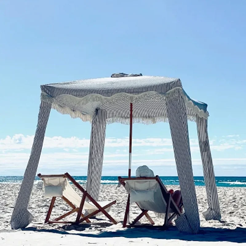 

Outdoor Leisure Multi-person Beach Rain Shelter Beach Camping Folding Portable Beach Tassel Tent