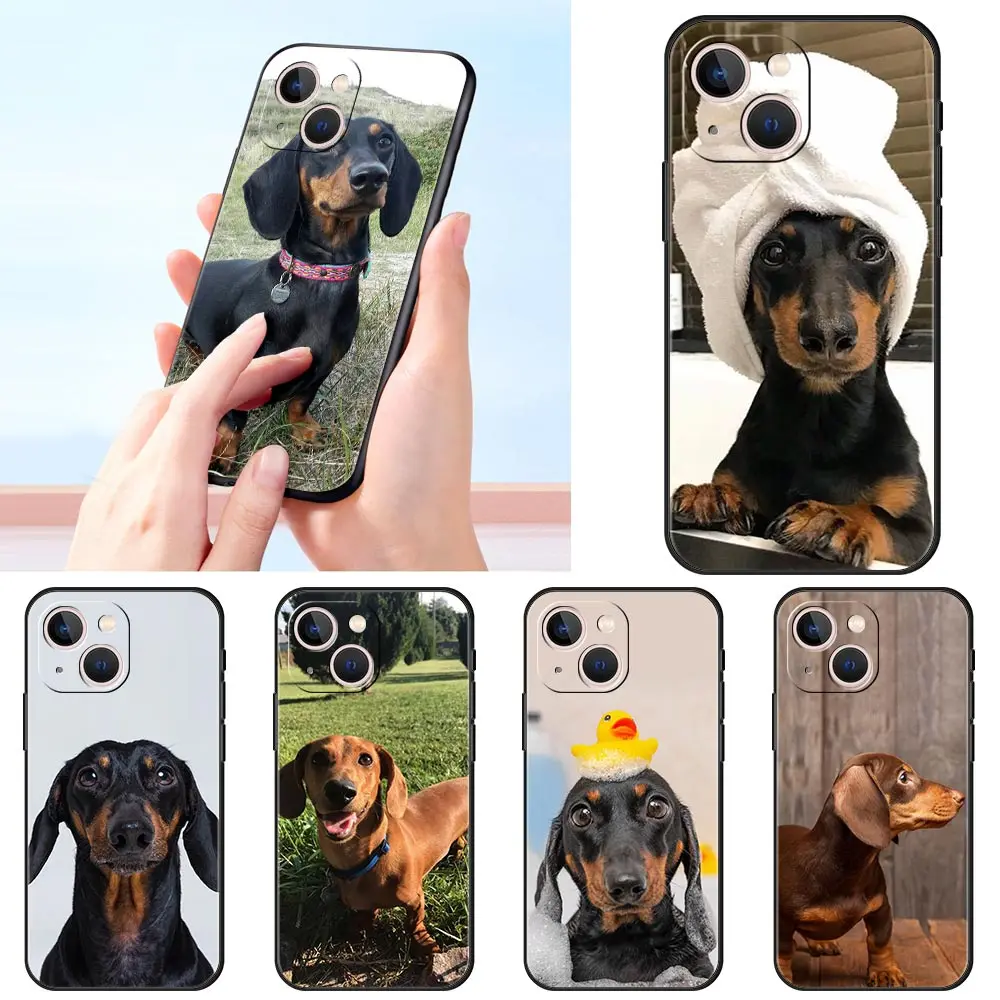 Dachshund Silhouette Dog cute animal Luxury Phone Case For Apple iPhone 16 11 15 14 Pro MAX 12 13 7 8 Plus X XR XS SE Cover