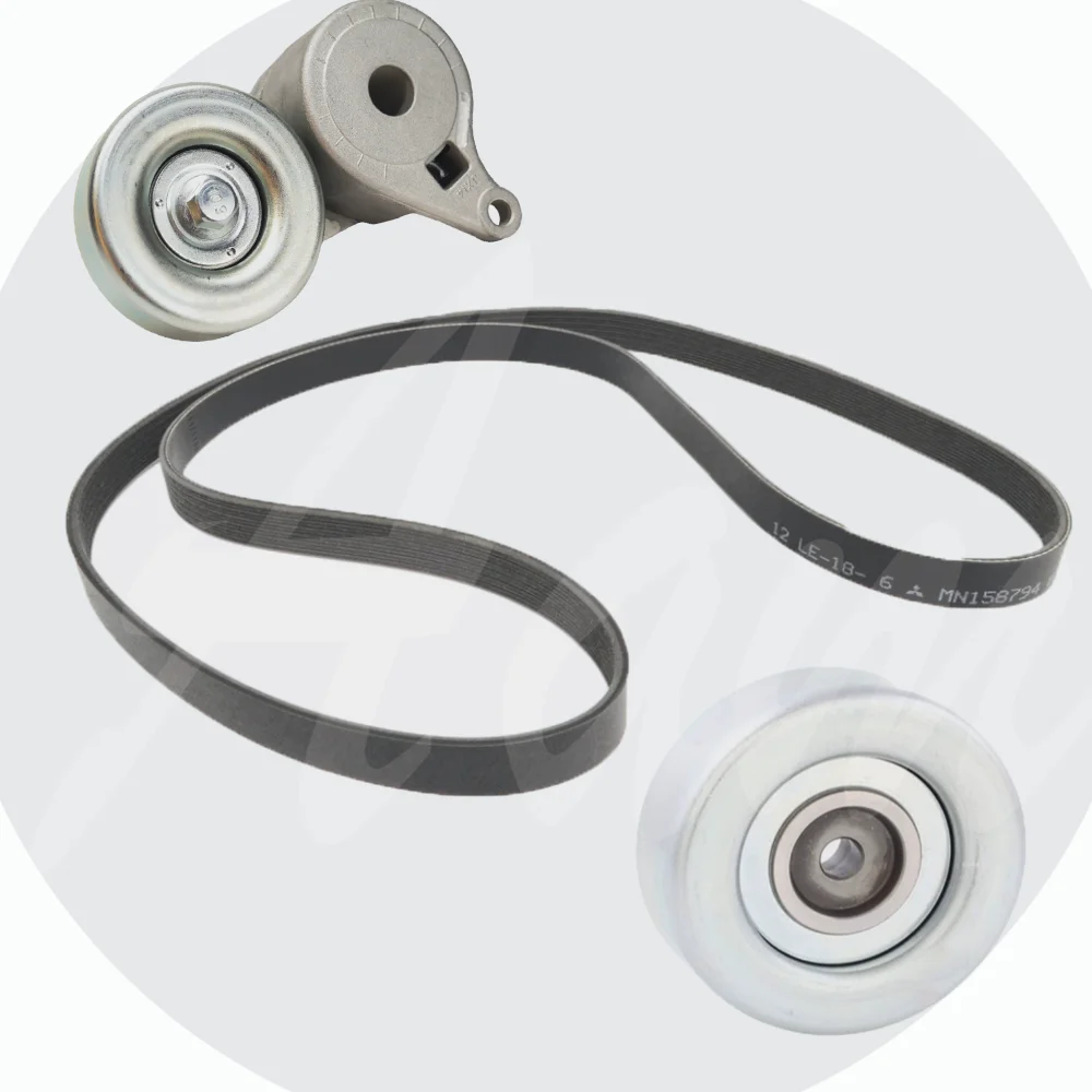 

For Mitsubishi Drive Belt Tensioner Assembly&Idler Pulley&Belt MD373939 MD327654 MN158794