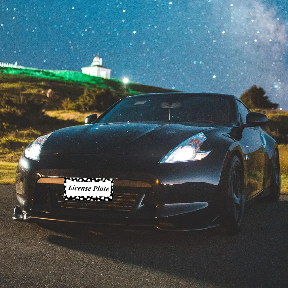أسود أبيض شبح نمط 2-Hole إطار لوحة الترخيص الألومنيوم 6x12 بوصة مع مسامير مجموعة مضحك ديكور السيارة هدية #6