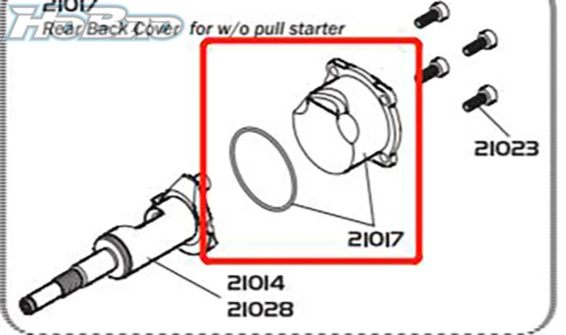 Tampa traseira do motor original OFNA/HOBAO RACING 21017 + anel O 22x1.5 para motor HYPER 21/motor MAC 21