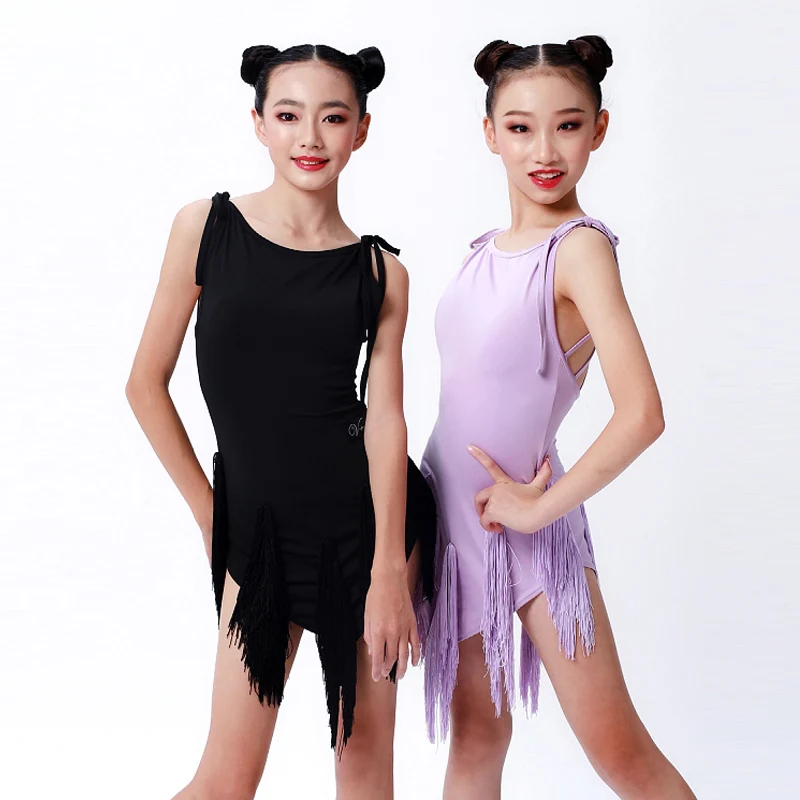 

Girls Fringe Latin Dance Competition Dress Sleeveless Performance Wear Kids Samba Rumba Dancewear ChaCha Dance Clothes DL10782