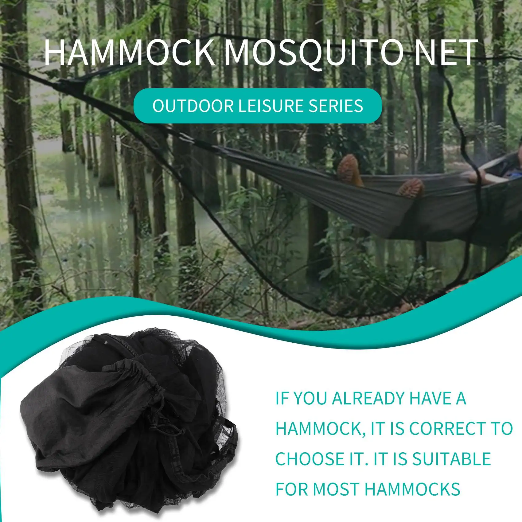 ABKS-Ultralight Portable Hammock Mosquito Net For Outdoor Nylon Material Anti-Mosquito Nets With Super Size