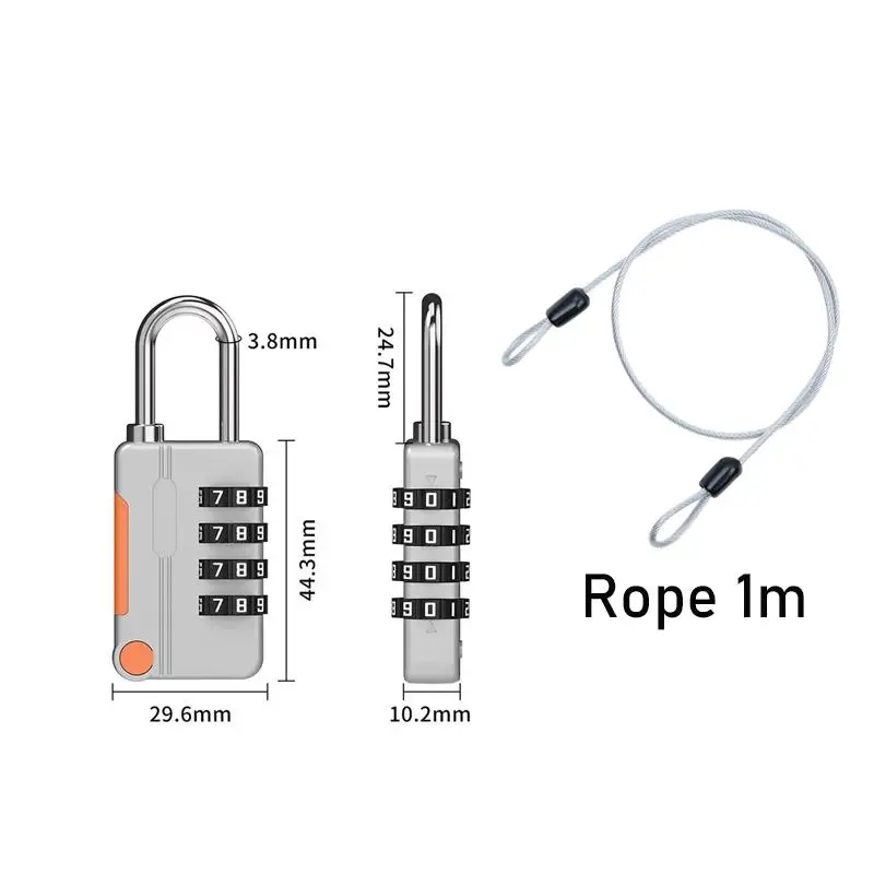 Mehrfarbiges 4-stelliges Zahlenschloss mit rücksetzbarem Code und robustem Metallbügel, perfekt für Fitness-Studio-Schließfächer, Gepäck und Reisen – Detail 10
