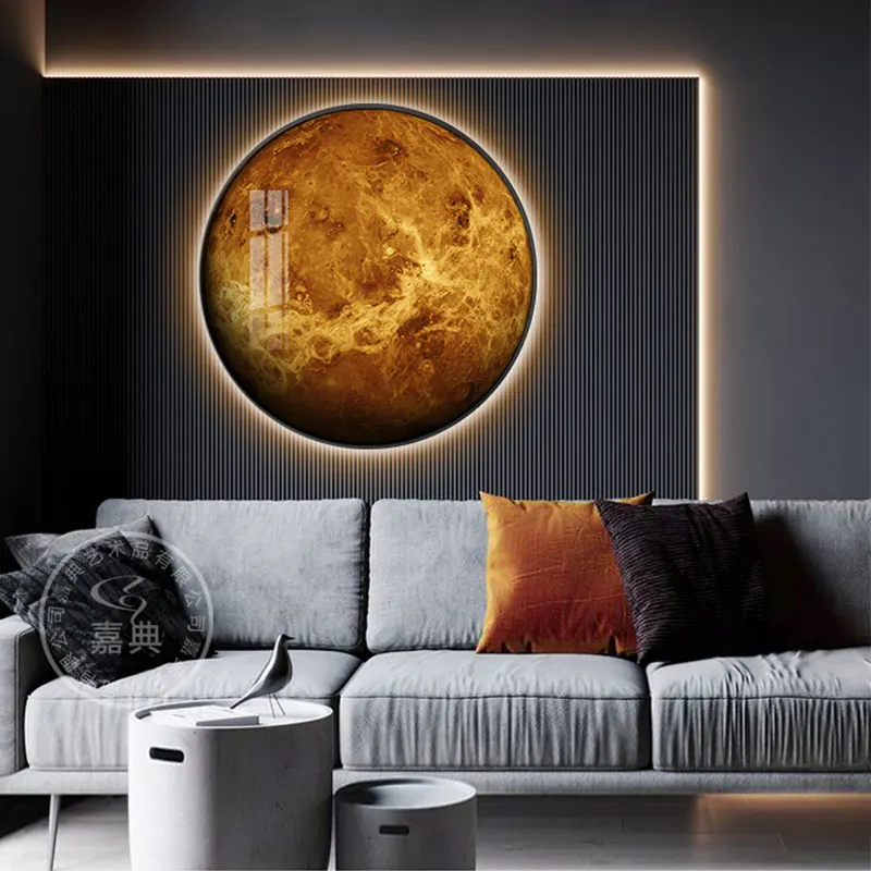 

Moon wall lamps for Home Entrance Painting round Living Room Sofa Background Wall Modern Simple indoor Light Luxury Bedroom dero