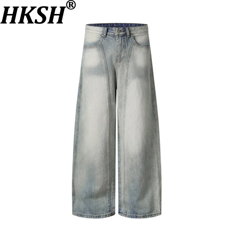 

HKSH Spring Autumn New Man Tide Punk American Retro Stylish Trend High Street Ins Straight Denim Pants Women Washed Jeans HK9613