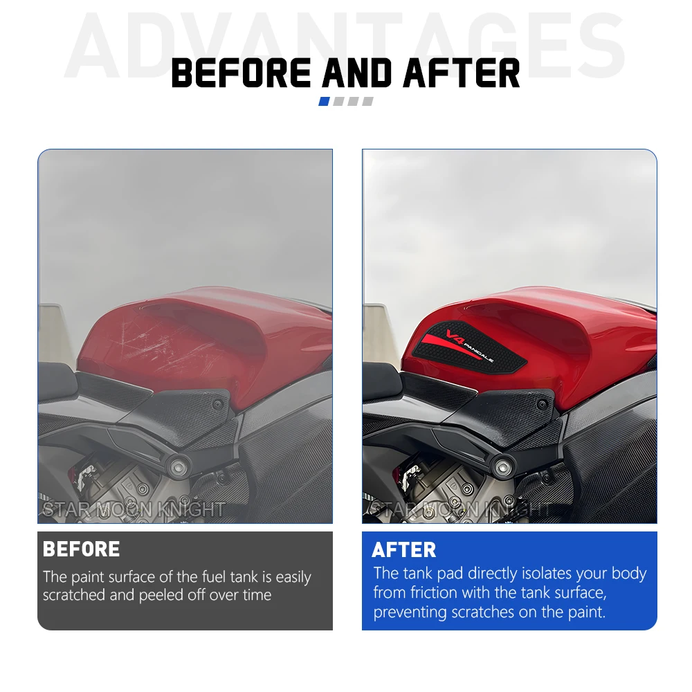 جديد لـ Ducati Panigale V4 Panigale V4S 2025 + قبضة خزان شارات جانبية للدراجات النارية ملحقات وسادة خزان مضادة للانزلاق