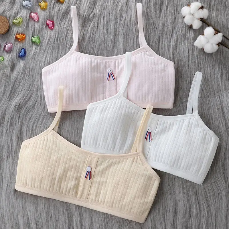 

3PC Girls Training Bra Cotton Kids Underwear for Girls Breathable Puberty Girls Brassiere 8-16Years