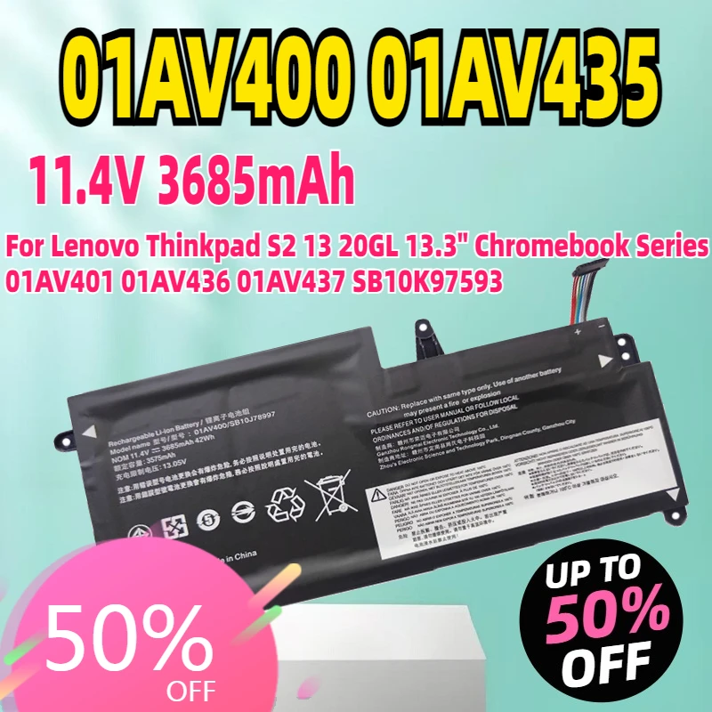 

01AV400 01AV435 Laptop Battery for Lenovo Thinkpad S2 13 20GL 13.3" Chromebook Series 01AV401 01AV436 01AV437 SB10K97593 42Wh