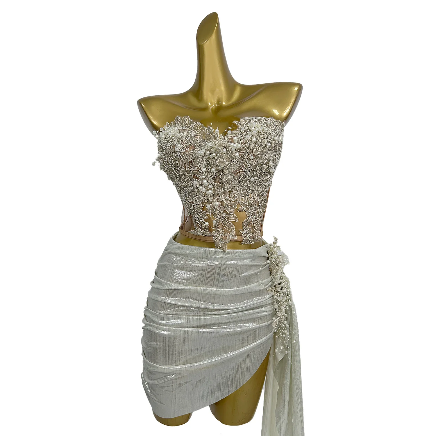 Huami Luxury Women Short Skirt Set  Heavy Embroidery Tight Corset Irregular Hip Hugging Skirt Set Birthday New Year Prom Gowns