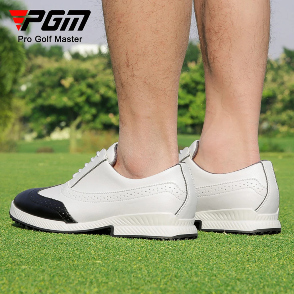 PGM Golf Shoes for Men Waterproof Non-slip Golfer Shoes Knob Quick Lacing Golf Sneakers Comfortable Walking Golfing Footwear