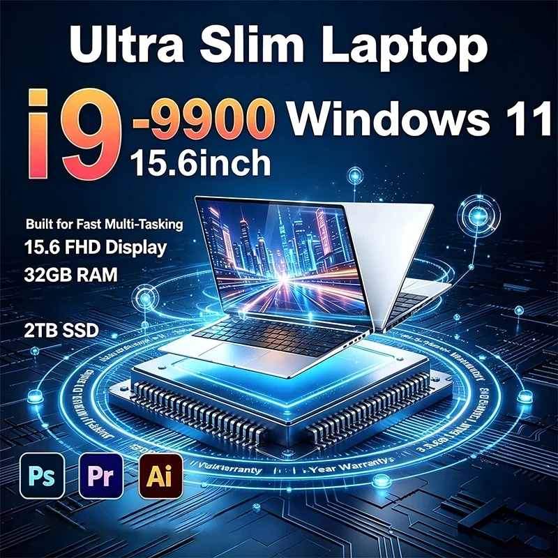 15.6 Inch 120Hz IPS Laptop HD Display Intel I9-9900 32GB RAM 2TB SSD Backlit Keyboard Stable Battery Performance for Gaming