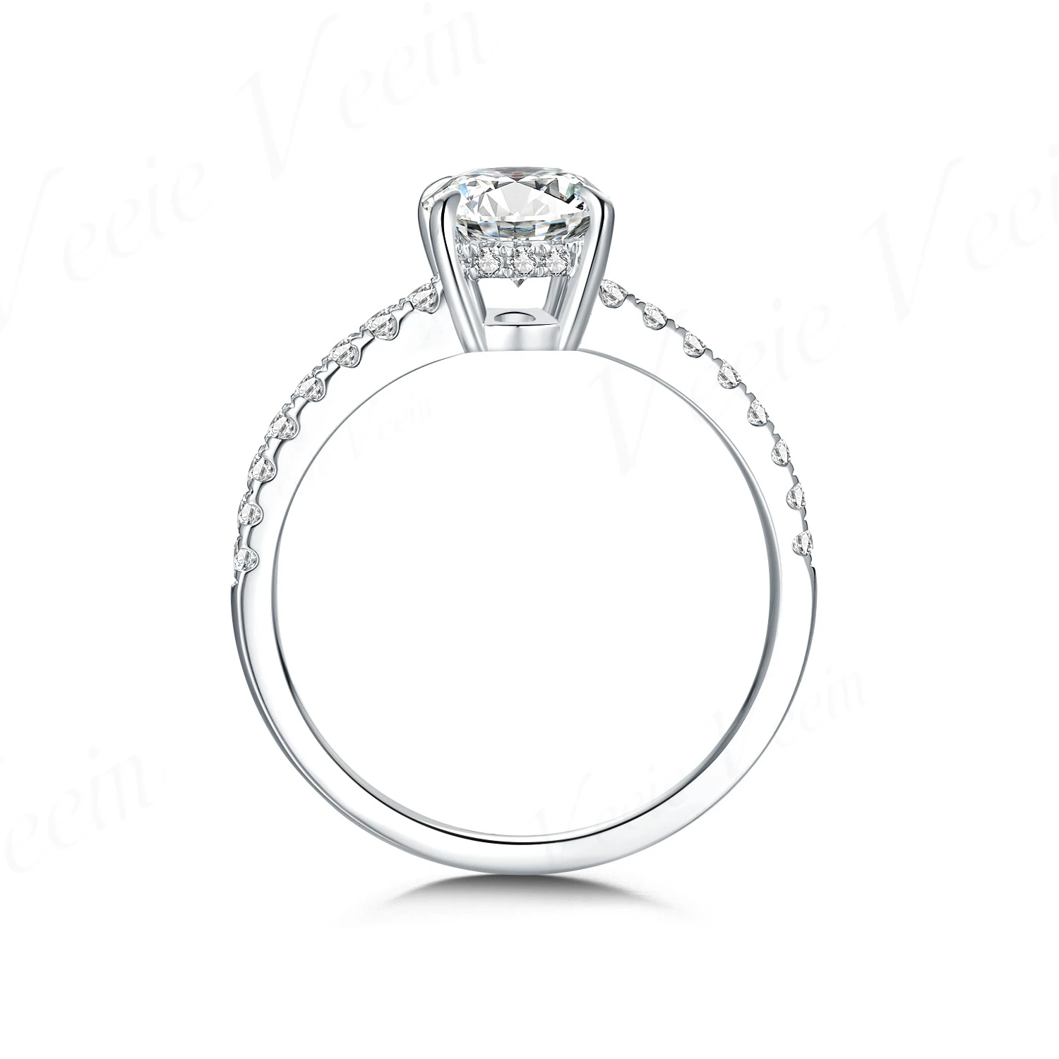 MuShan Jewelry 18k White Gold Oval Huge Oval Solitaire Proposal Ring For Women Luxury 1.2ct Real Diamond Wedding Band Ring