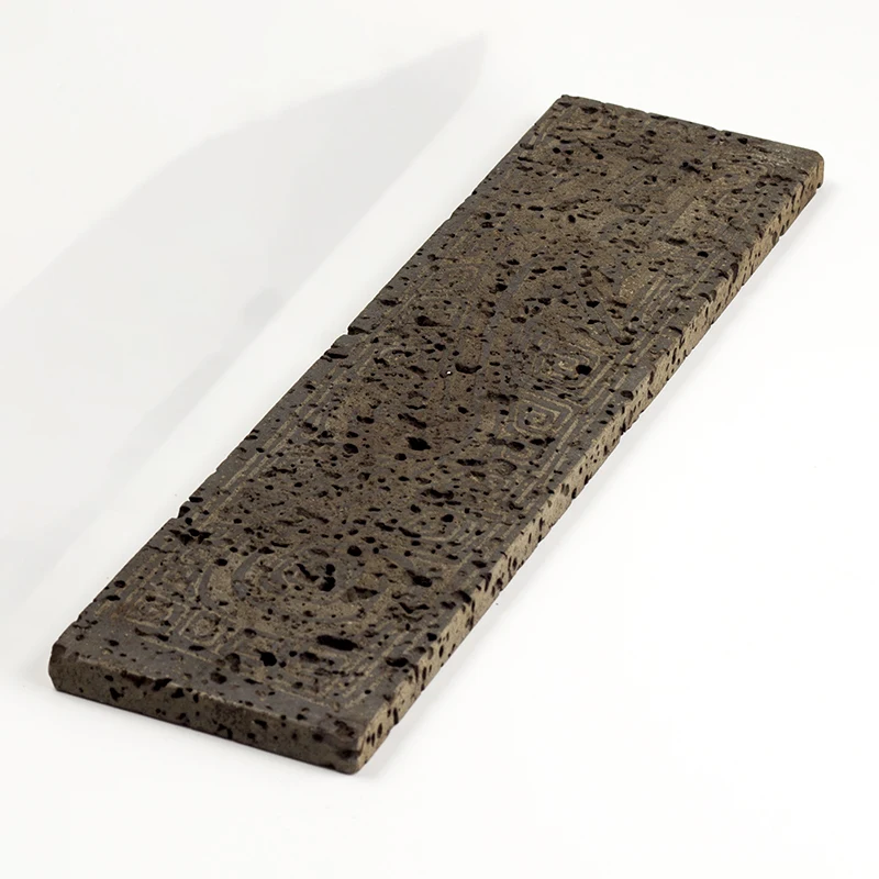 Volcanic Stone Slab Handcrafted Ancient Dragon Totem Oriental Zen Artwork Luxury Wabi-sabi Home Decoration 34x9cm