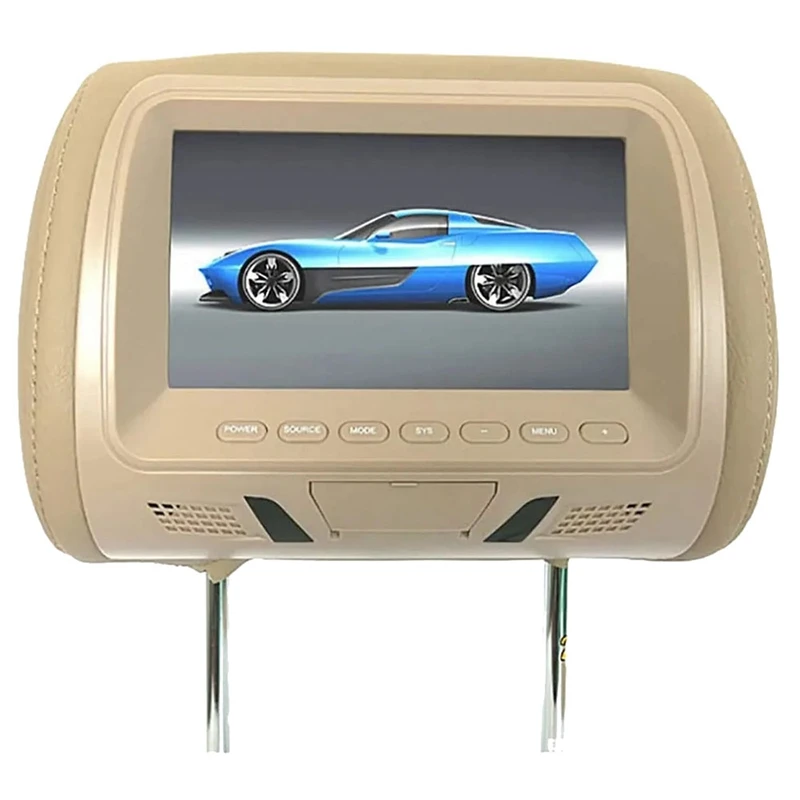 Universal 7Inches Car Headrest Monitor Screen Fit For AV USB SD MP4 MP5 FM Beige