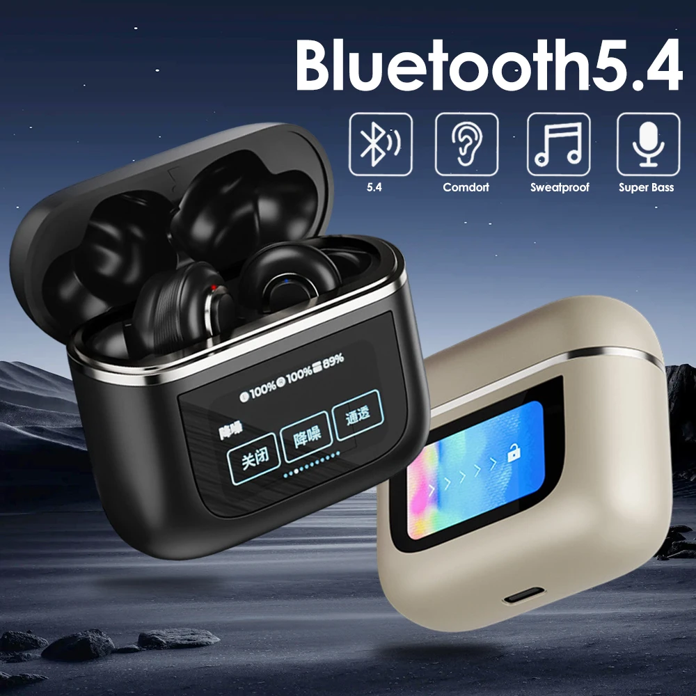 Noise Reduction V8 Wireless Bluetooth Earphones Intelligent Color Touchscreen Headphones Premium Sports Music Headset