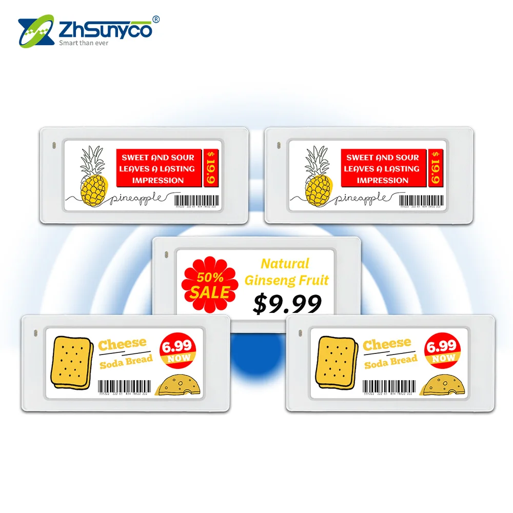 5pcs 2.9 Inch BLE Electronic Label ESL Four Color E-ink Display Digital Price Tag