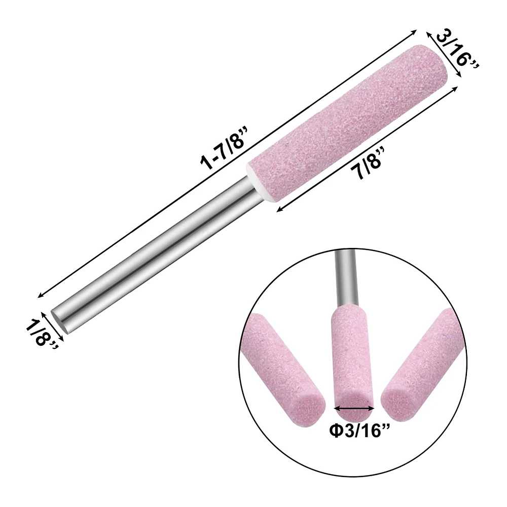ABKO-50 Pieces Burr Grinding Stone File,Polishing Grinding Tool Grinding Bits for Chainsaw Sharpener, 3/16 Inch/ 4.8 mm