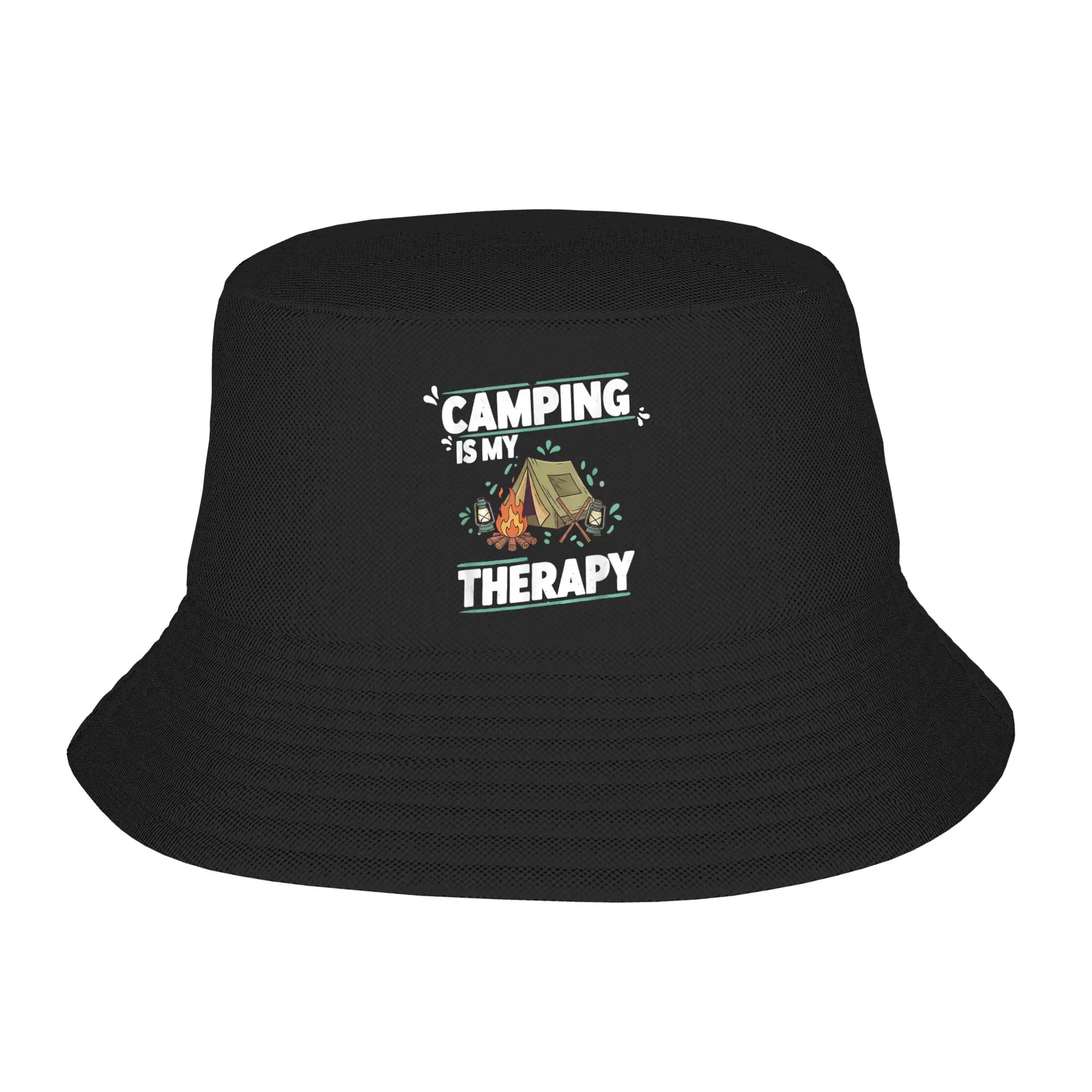 Camping is My Therapy Bucket Hat Summer  Fashion Fisherman Hats For Women Soft Fold Hunting Caps Hawaii Printed Sun Hats