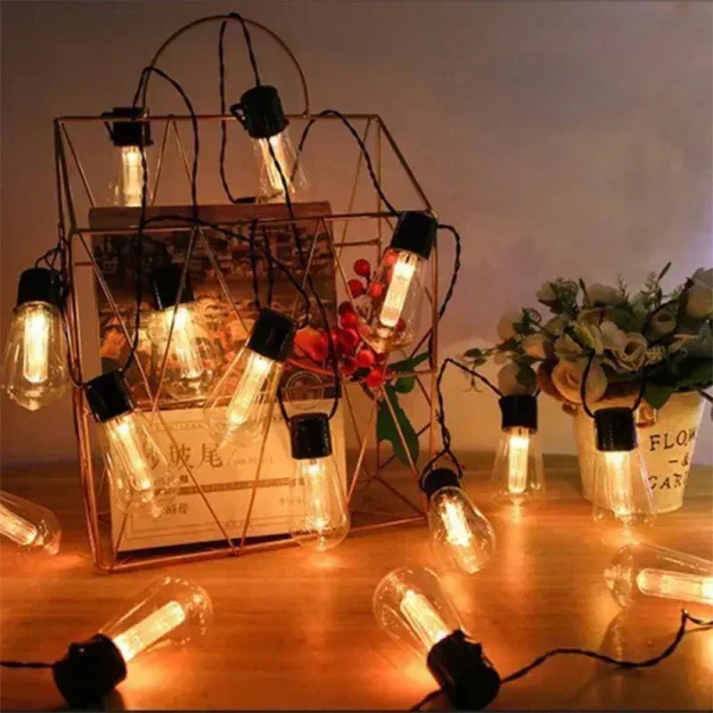 Edison Light Outdoor String Shatterproof Bulbs, Waterproof LED Solar Hanging Ambience Lights, for Yard Garden Patio Bistro