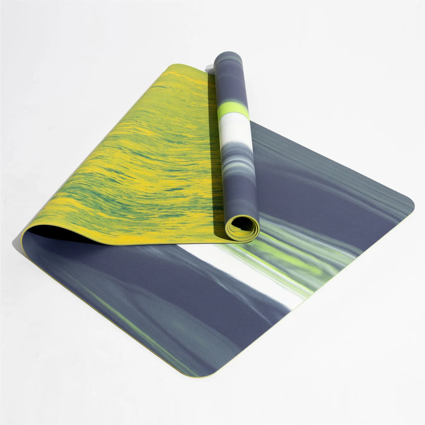 Natural rubber yoga mat, contrasting color flow pattern camouflage, coconut shell matte  non-slip and wear-resistant fitness mat