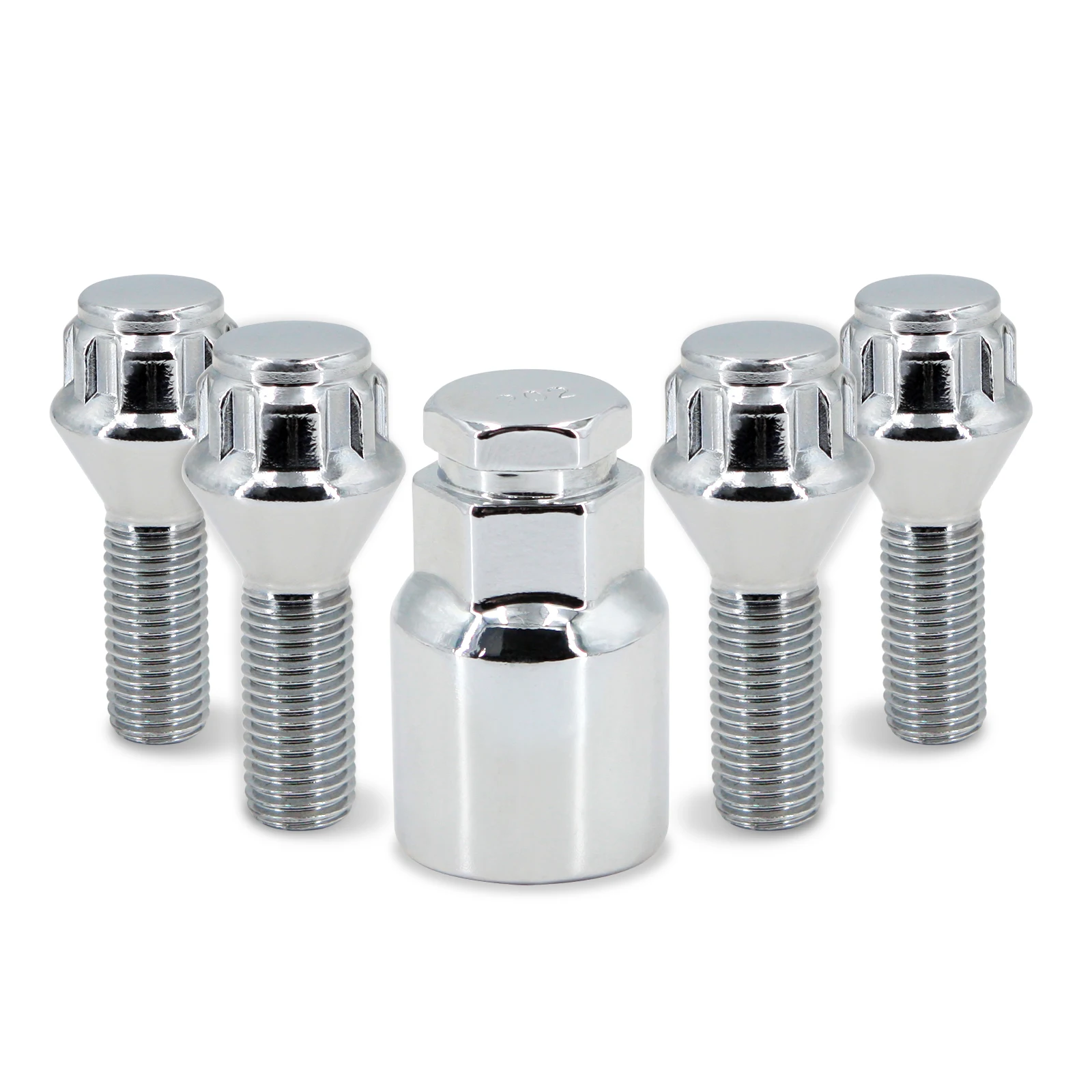 Wheel Bolts Locking Lug Nuts M12 x 1.5 with Locks Key For BMW MINI Vauxhalls Nissan Chrome Alloy Wheel Lug Stud & Taper Seat