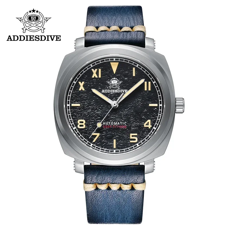 

ADDIESDIVE NEW Men leather Watch 100M Diver NH35A Mechanical Watch c3 Super Luminous Sapphire Glass Steel men's automatic watch