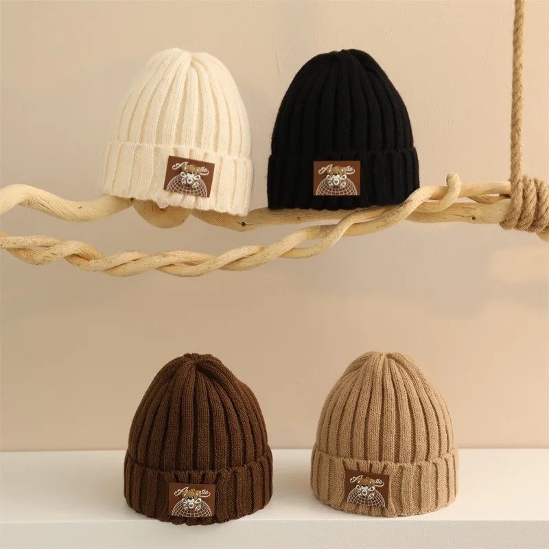 Children's Knitted Hat Autumn And Winter Ear Protection Warm Woolen Hat Baby Outdoor Leisure Versatile Pullover Hat Mixed Style