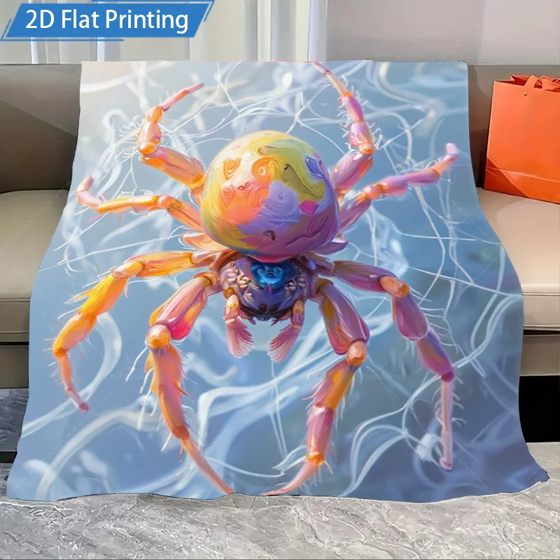 

1pc Flannel Blanket Vibrant Spider Art Blanket - Modern Abstract Design for Cozy Home Decor