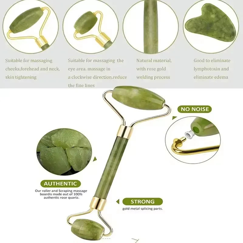 Guasha pierre naturelle Massage visage Jade rouleau Gua Sha Massage ensemble d'outils pour Spa Visage corps Rouleau De Massage Rouleau Visage