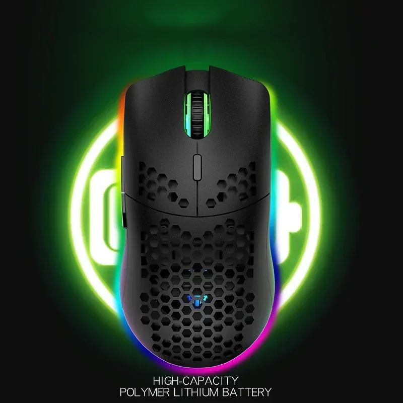 XYH80 Hollow-out Honeycomb 2.4GHz Wireless Gaming Mouse 4 Gear 3200 DPI RGB Lighting Mice for PC Laptop