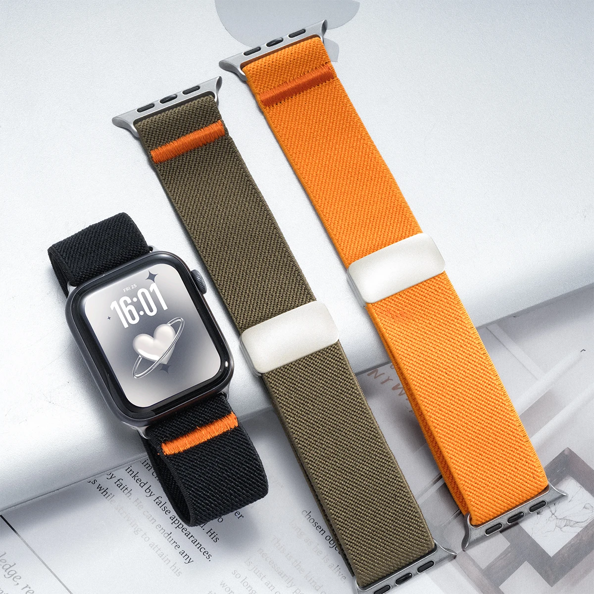 Magnetic Loop Strap for Apple Watch Ultra Band 49mm 45 44 46 42 41mm Nylon Elastic Stretchy Wristband for Series10 9 8 7 6