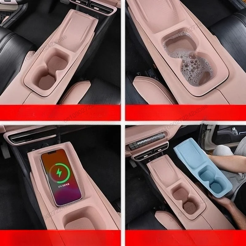 แผ่นรองแก้วน้ำแบบไร้สาย ซิลิโคนในตัว กันลื่น กันฝุ่น สำหรับ BYD Seagull Dolphin MINI Surf 2025-2023