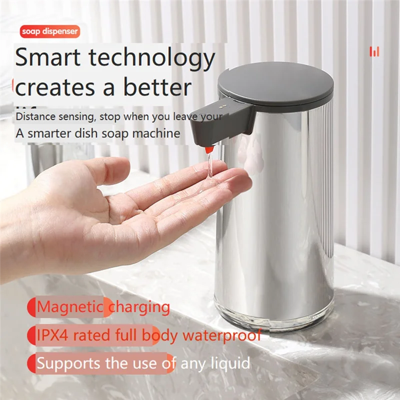 ABLL-เครื่องจ่ายสบู่เหลวสแตนเลสเครื่องจ่ายสบู่อัตโนมัติพร้อมเซ็นเซอร์อินฟราเรดเครื่องจ่ายสบู่เหลวมือสําหรับห้องน้ํา