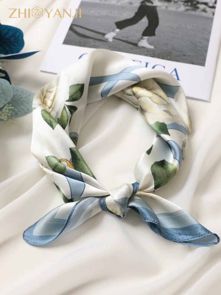 シルクスクエアスカーフ-レディースネクタイ-高速鉄道銀行-2026年春新作-ギフトボックス入り-小さなショール-中華風プリント