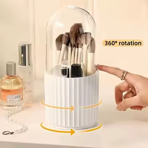 Makeup Brush Storage Box 360 Rotating Makeup Brush Holder Organizer Desktop Lipstick Powder Brush Bucket Comestic Tools Box