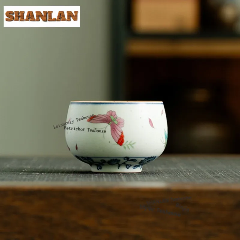 

120 мл сине-белая чайная чашка Ru в виде бабочки, традиционная чайная чаша, кувшин для дегустации чая, чашка для медитации, чашки Jianzhan Master, чайная посуда