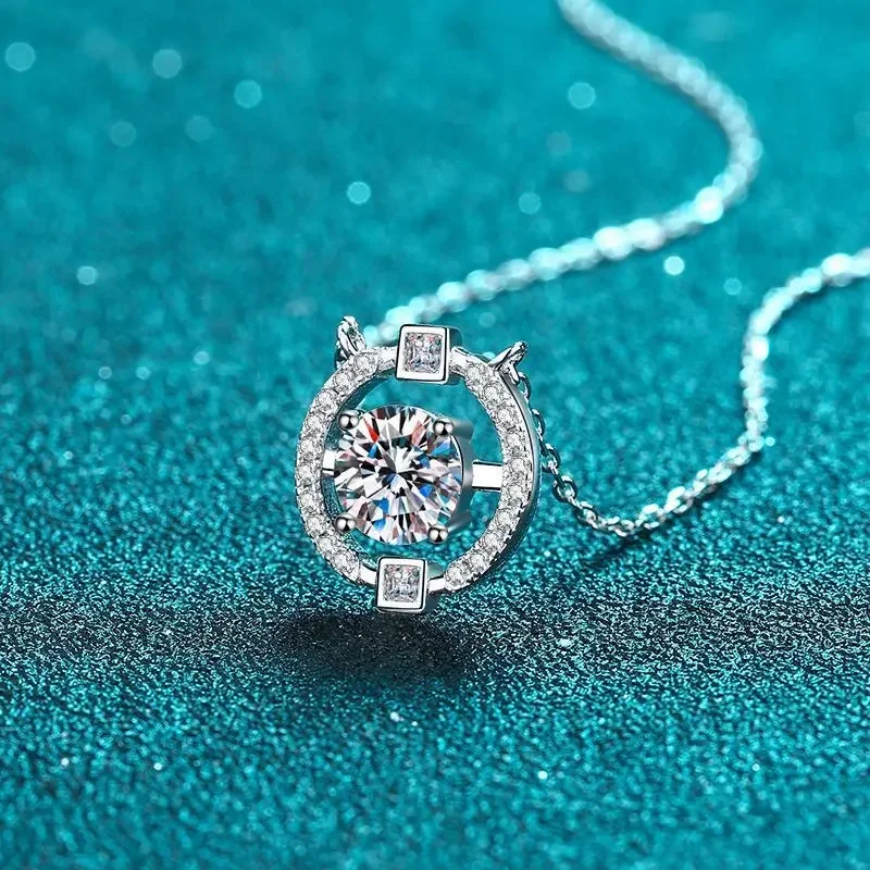 

Сертификат ожерелья из муассанита с бьющимся сердцем 0,5-2 карата, платиновая подвеска Pt950, цепочка на ключицу для женщин, подарок на День святого Валентина